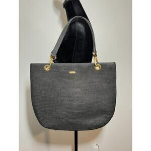 Eric Javits EUC Black Woven Squishee Shopper Shoulder Handbag Tote Satchel Purse